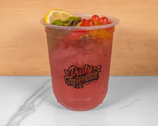 Lychee Green Tea with Strawberry Popping Boba from Daily Squeeze Juice Bar