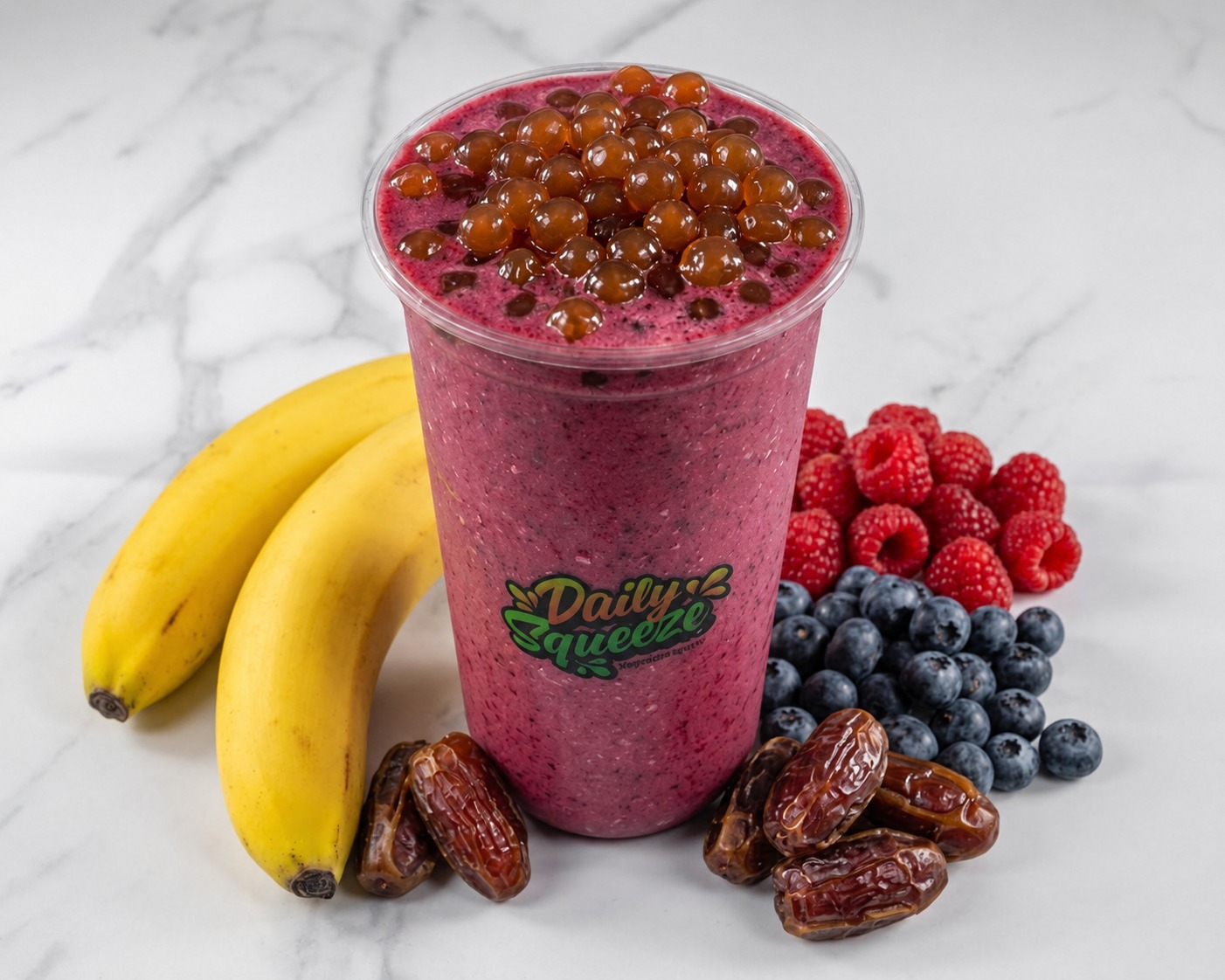 Berry Date Boba Smoothie from Daily Squeeze Juice Bar